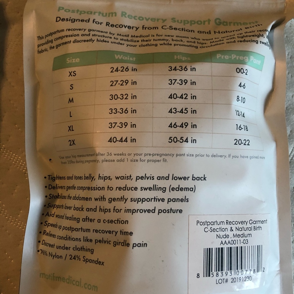 Postpartum recovery garments